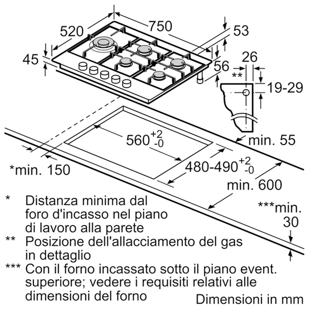 BOSCH@PCS7A5M90 Cottura Gas 75 / Inox.Gh - immagine 3
