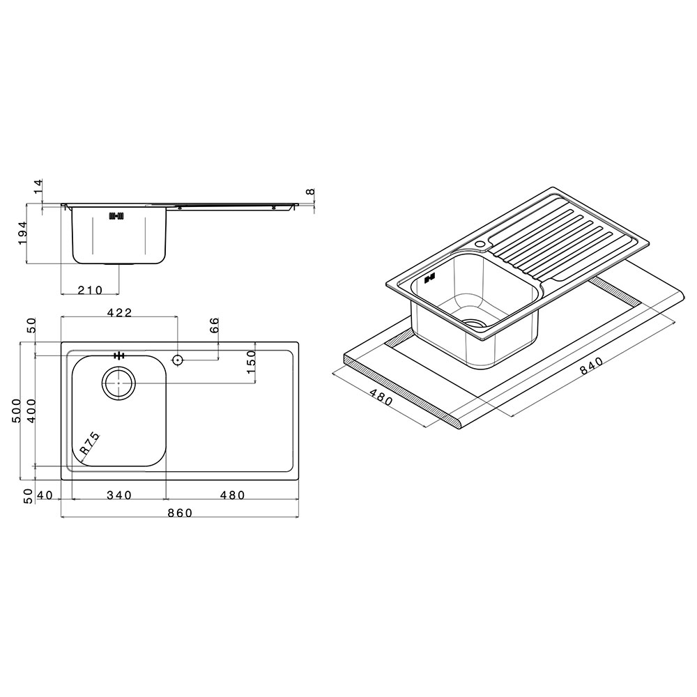 APELL VE861IRBC Lavello VENEZIA / Inox.Dx - immagine 2