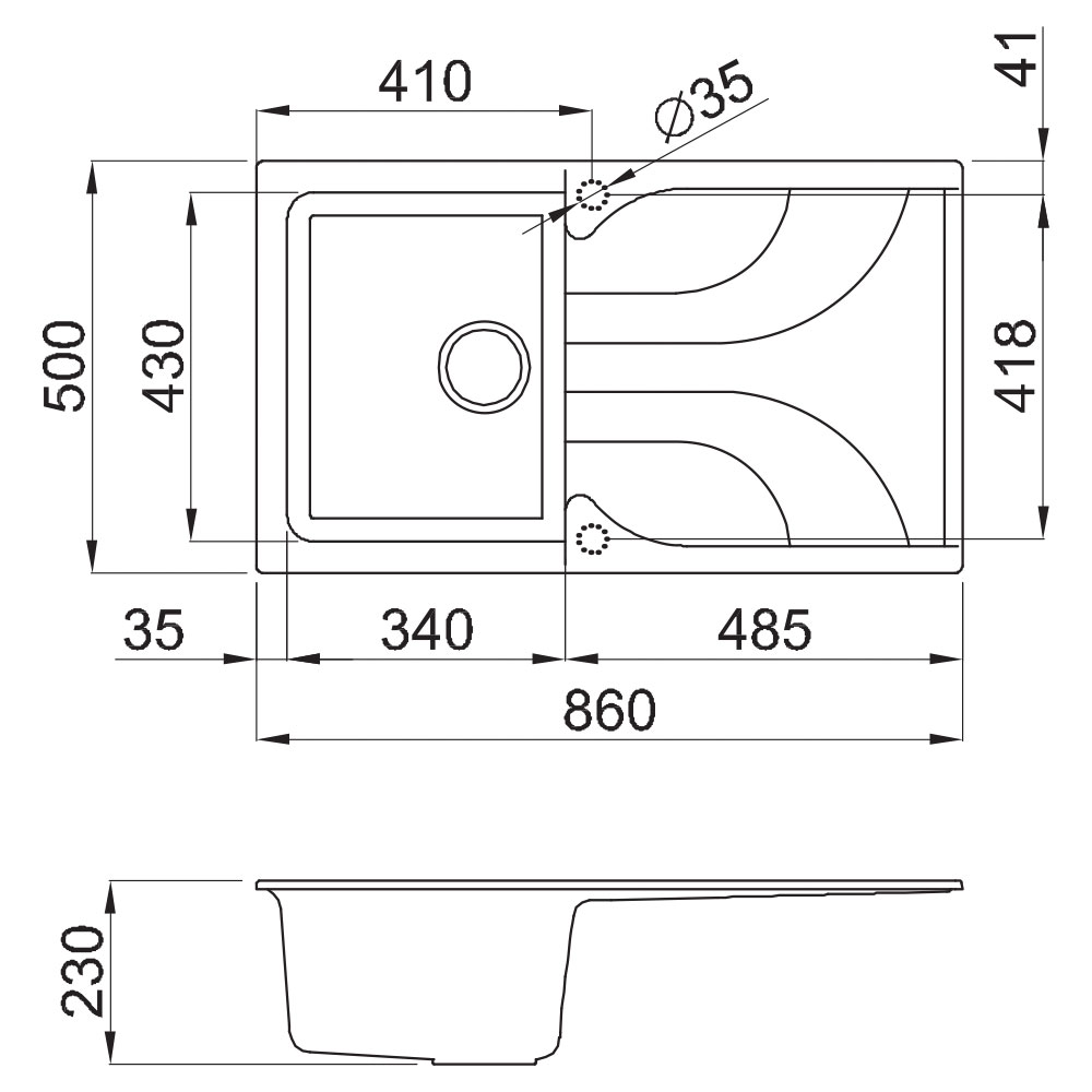 ELLECI LGE40054 Lavello EGO 400 / Nero.Pietra - immagine 2