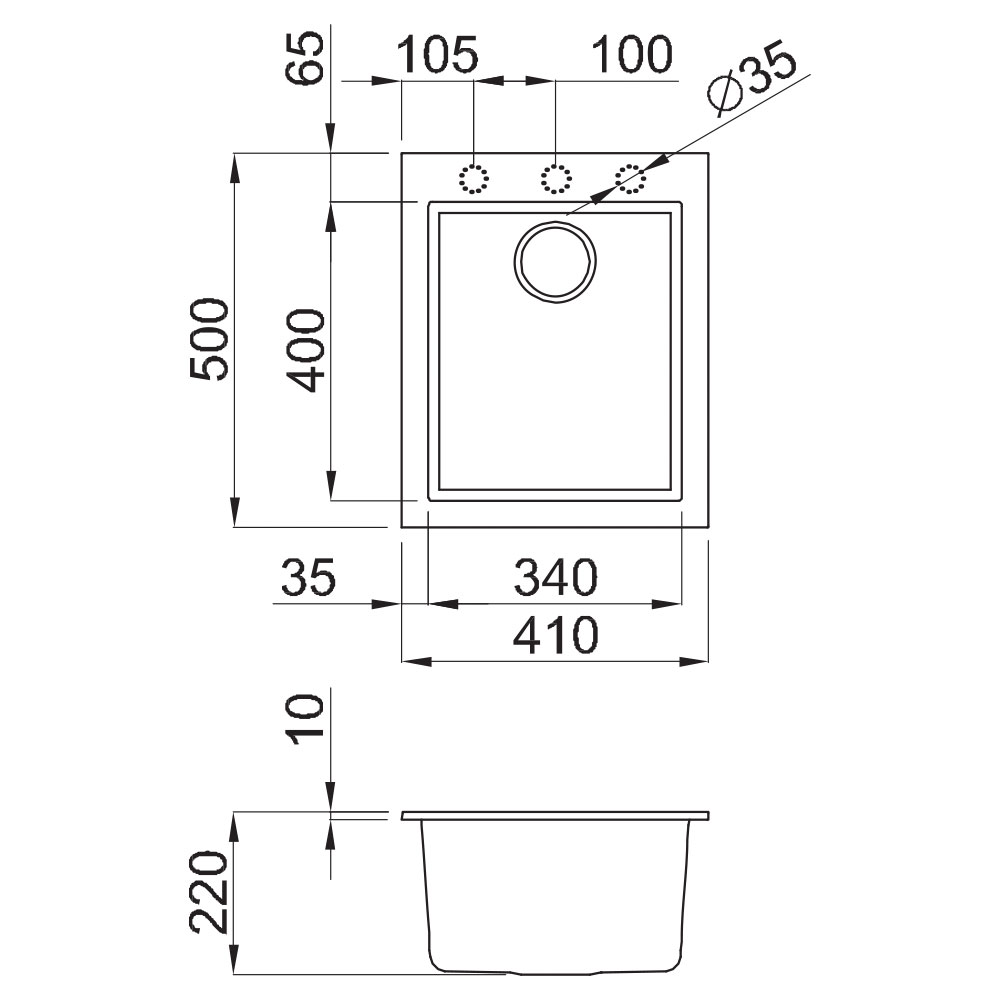 ELLECI LGQ10051 Lavello QUADRA 100 / Avena - immagine 2