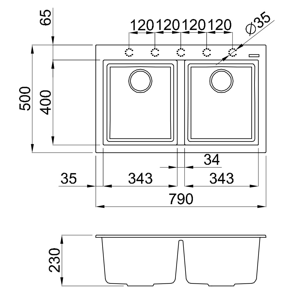 ELLECI LGQ35051 Lavello QUADRA 350 / Avena - immagine 2