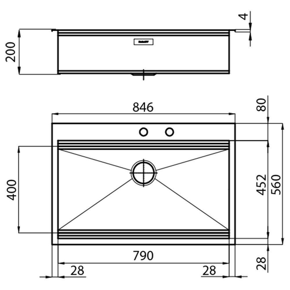 FOSTER@1025.050 Vasca MILANO 79.1V.Q4 / Inox - immagine 2
