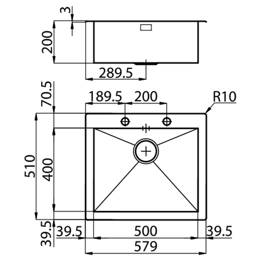 FOSTER@1216.050 Vasca QUADRA 1V.50.SF / Inox - immagine 2