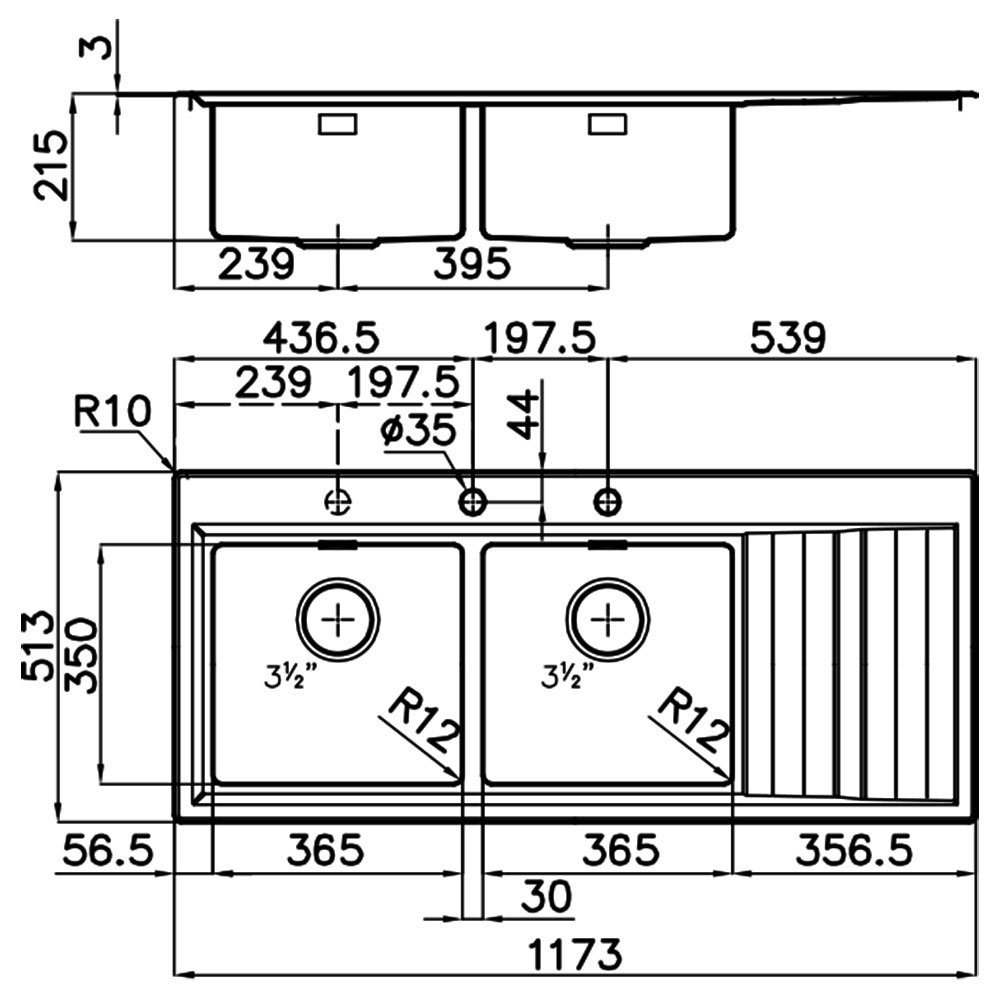 FOSTER@4503.051 Vasche STRIPE 117.2V.SF / Inox.D - immagine 2
