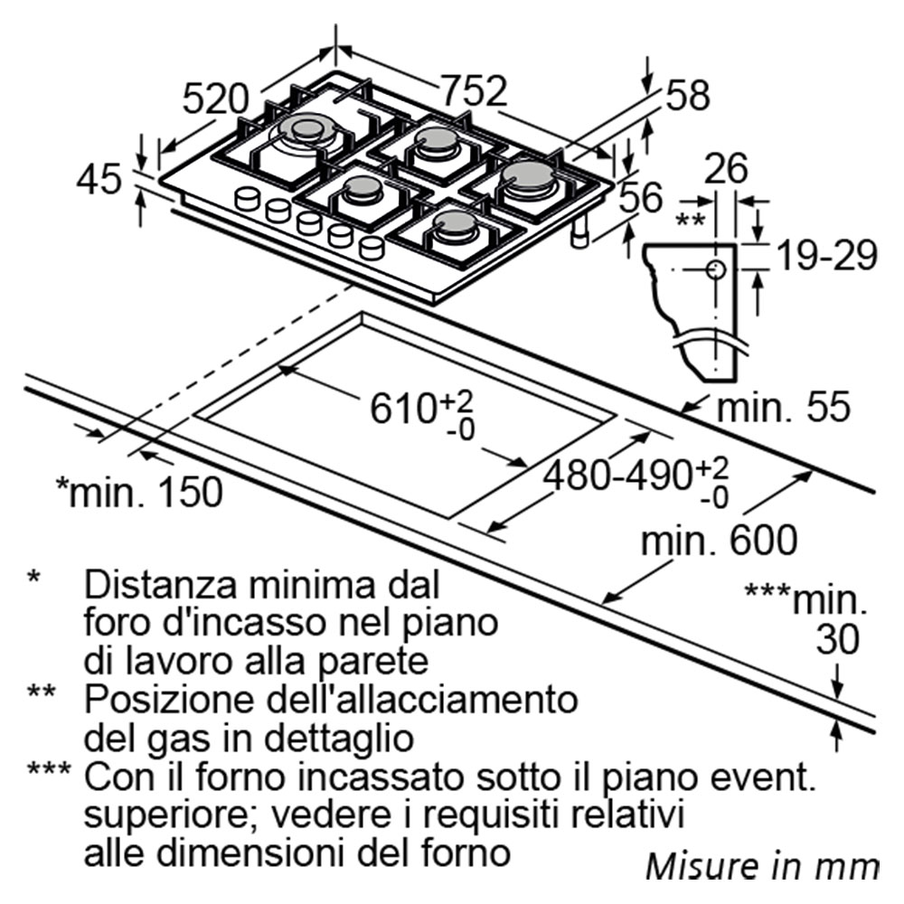 SIEMENS@EP7A6SB20 Piano Gas 75 / Cr.Nero.Gh - immagine 3