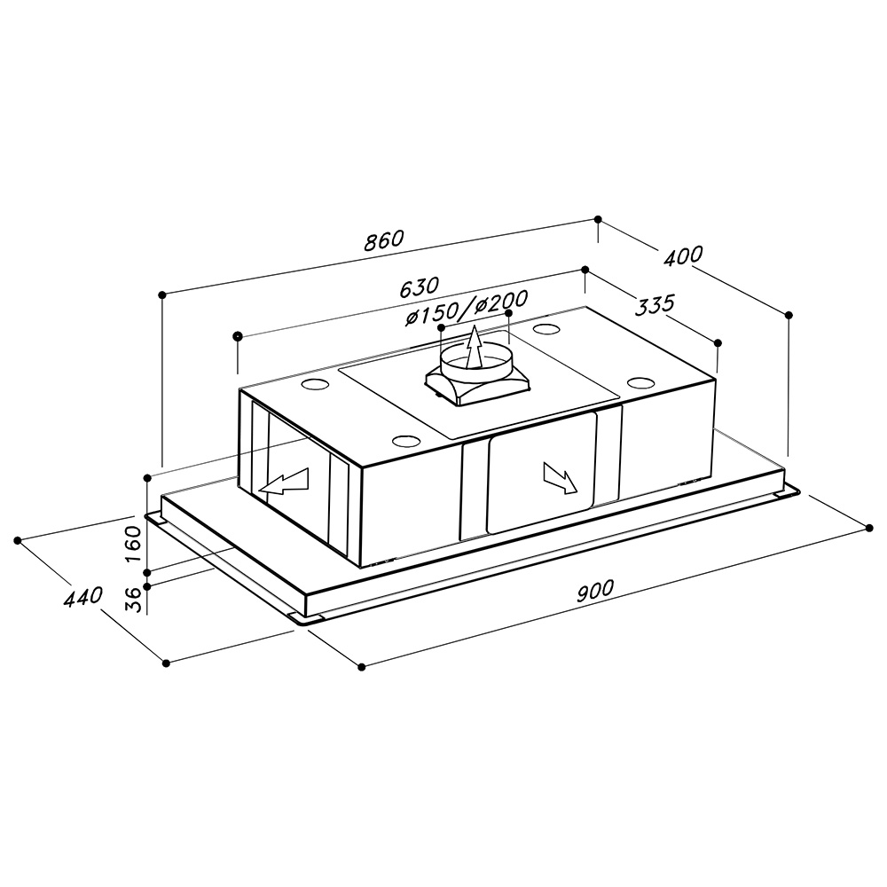 SIRIUS SLT958/WH/EM/90 Cappa Soffitto / Bianco - immagine 3