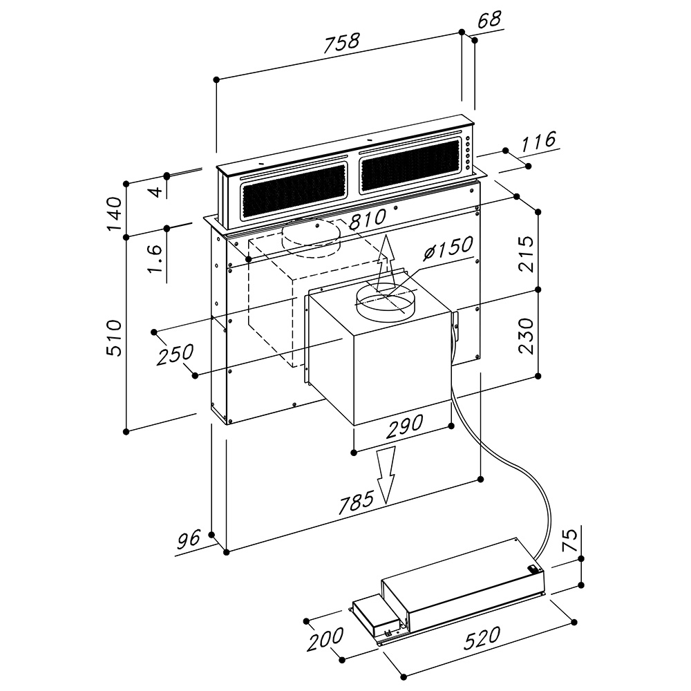 SIRIUS SDD11/X/EM/81 Downdraft / Inox - immagine 3