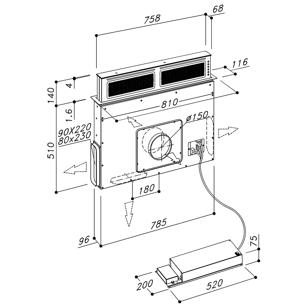 SIRIUS SDD11/X/EM/81 Downdraft / Inox - immagine 4