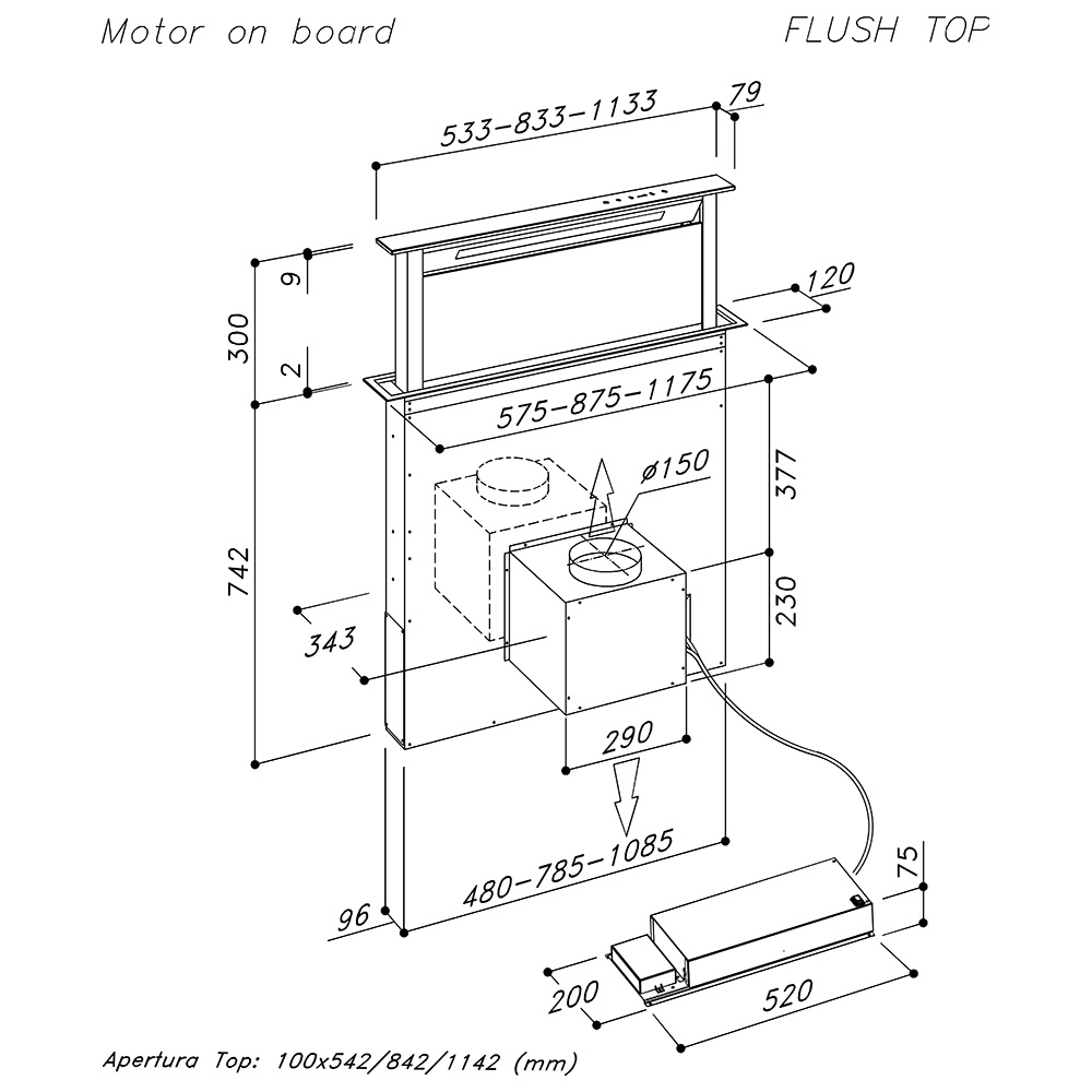 SIRIUS SDD2L/X/EM/116 Downdraft Filo / Inox - immagine 4